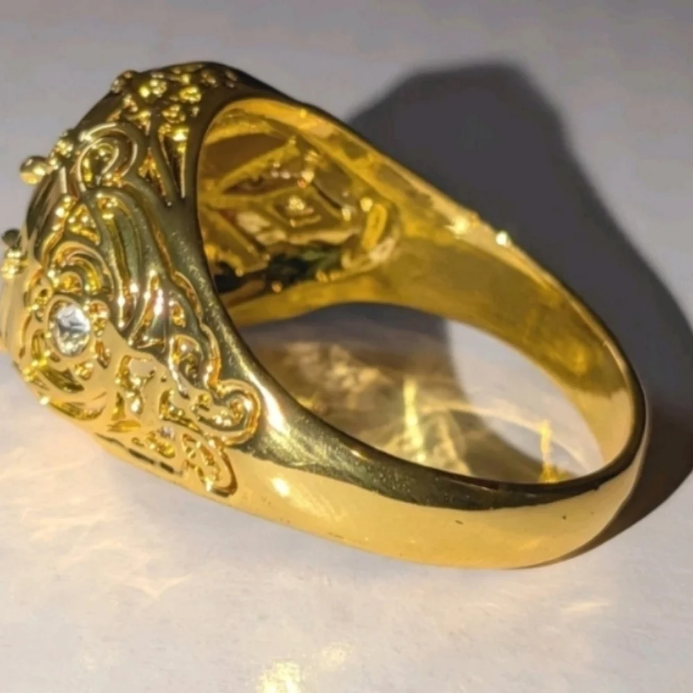 Mens 3ct Oval Cut Moissanite Band Ring 14k Yellow Gold Plated Sz 10